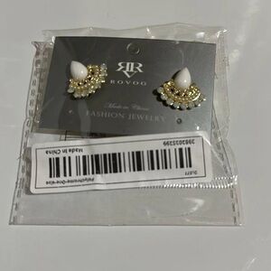 Rovog Gold and White Fashion Earrings